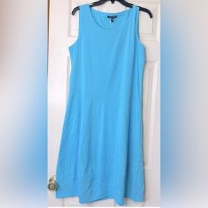 Eileen Fisher Blue Linen Blend Midi Lantern Dress Sleeveless Small NWT